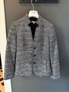 Santorelli Black and White Textured Women's Blazer 4